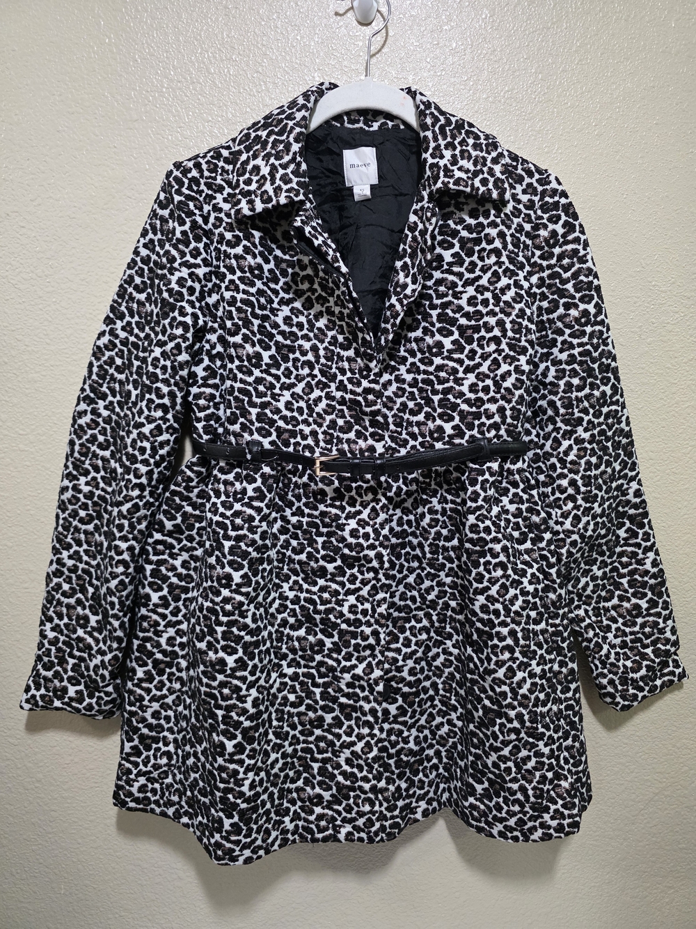 maeve Leopard Babydoll Jacket Black & Cream Size XS